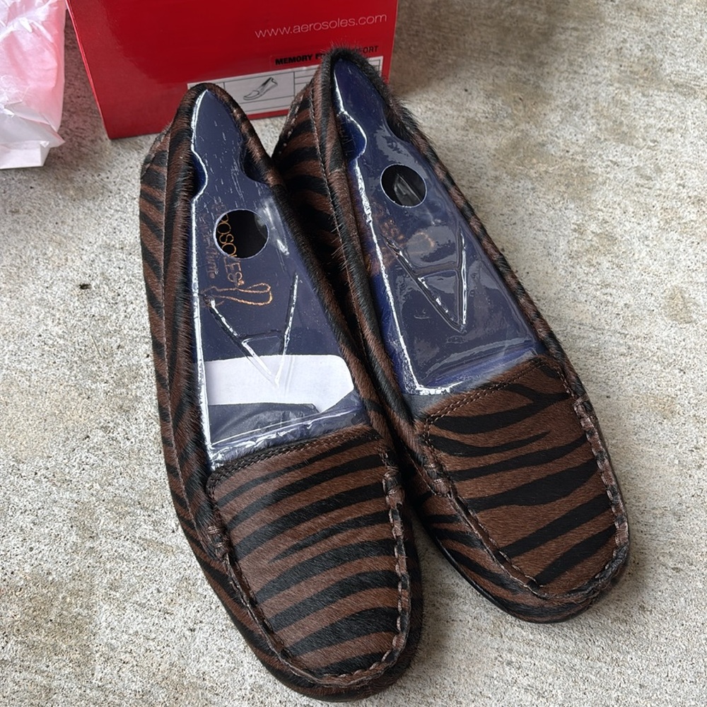 AEROSOLES Brown Zebra-Print Loafers - Picture 5 of 13